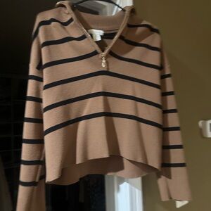 Striped Tan and Black Sweater